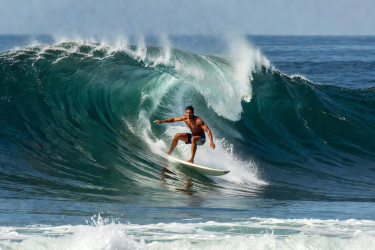 Surfer riding a wave