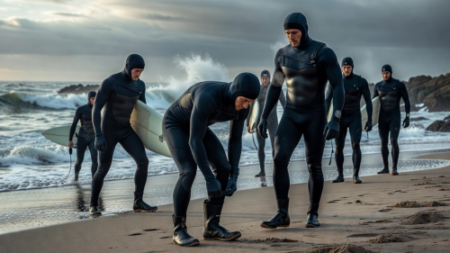 Thermal hooded wetsuits and surfing boots